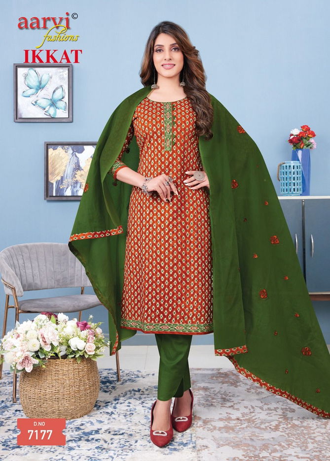 Aarvi Ikkat Vol 1 Printed Cotton Readymade Dress Exporters In India
